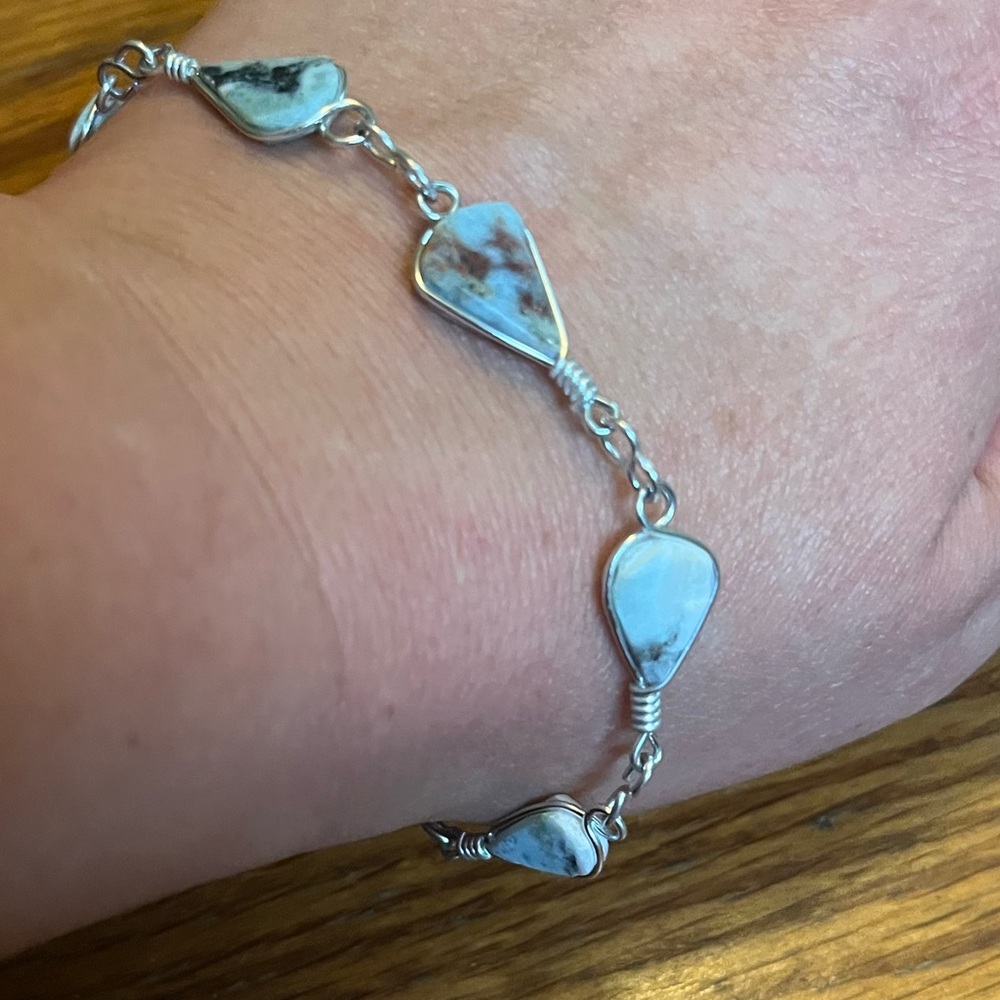 Elegant Silver and Blue Stone Bracelet